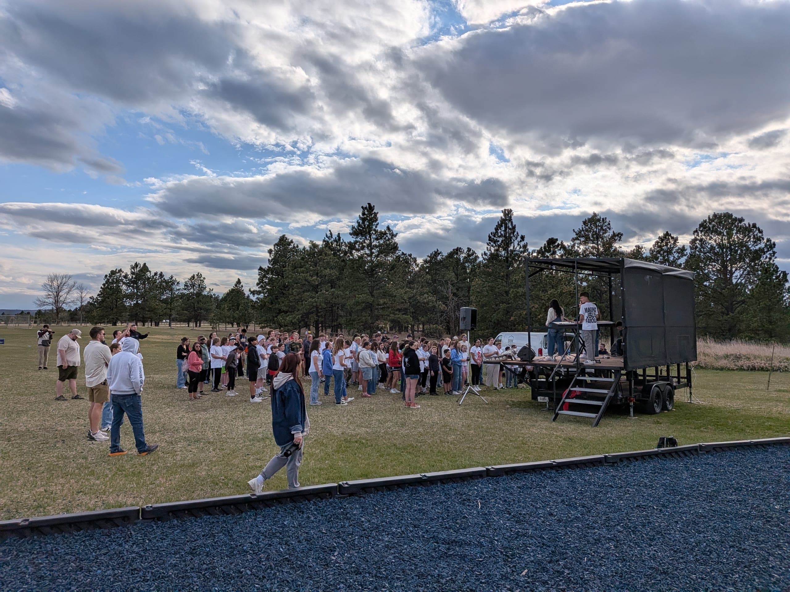 Audio and production setup at a corporate event in the Black Hills