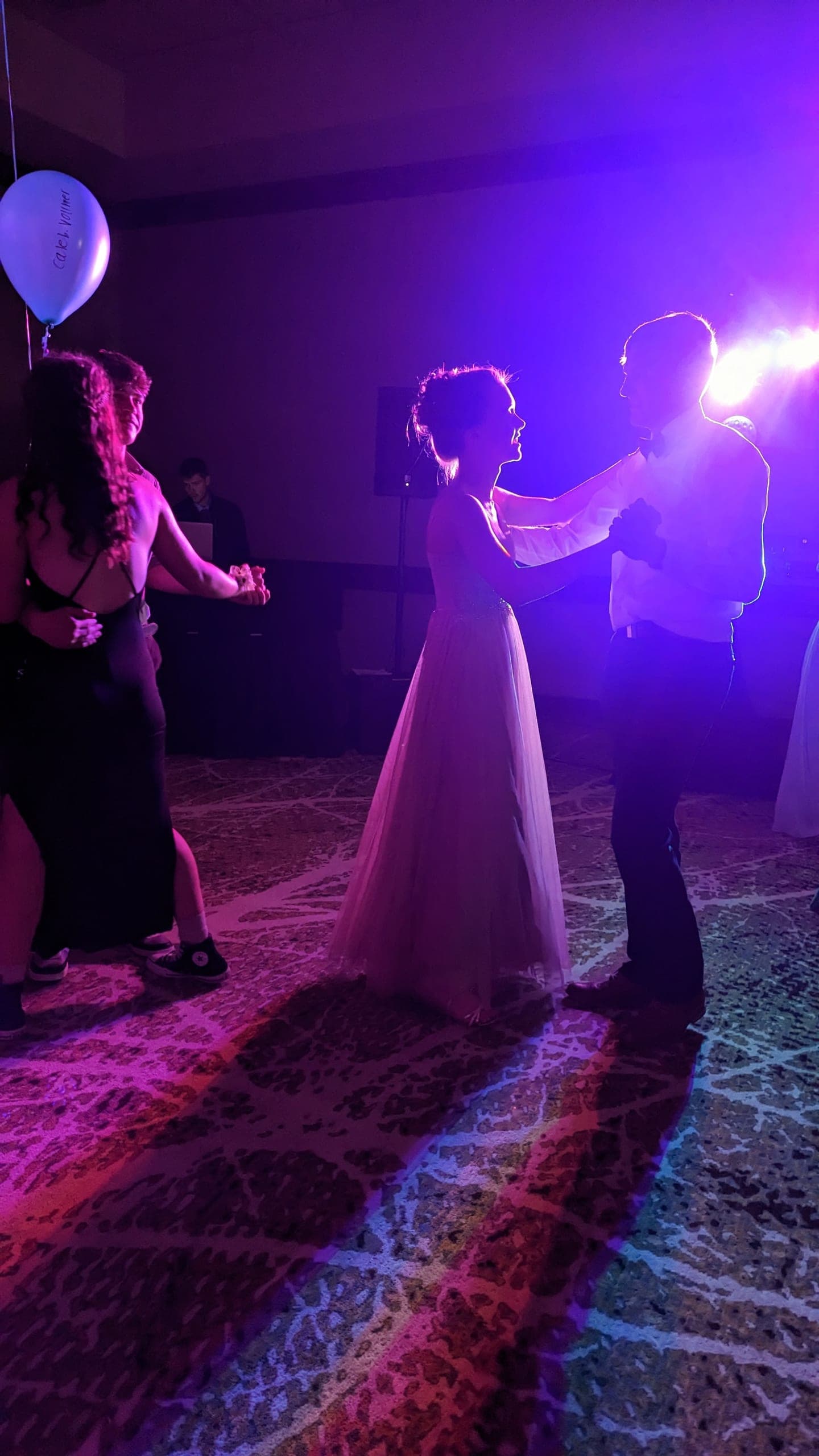 Dance floor lighting at a school formal in western South Dakota